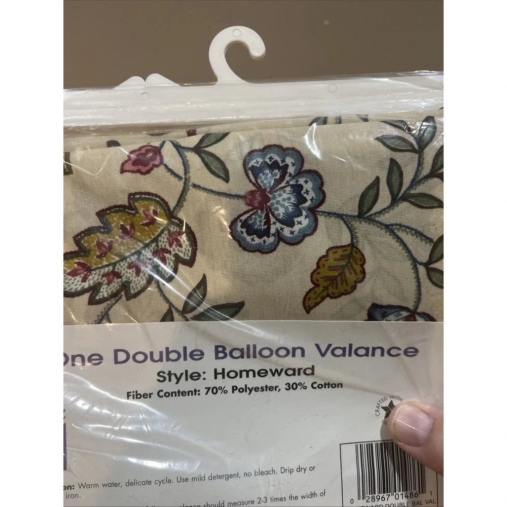 Vtg Ames Store Double Balloon Valance Homeward‎ Floral Garden Maroon 60x15